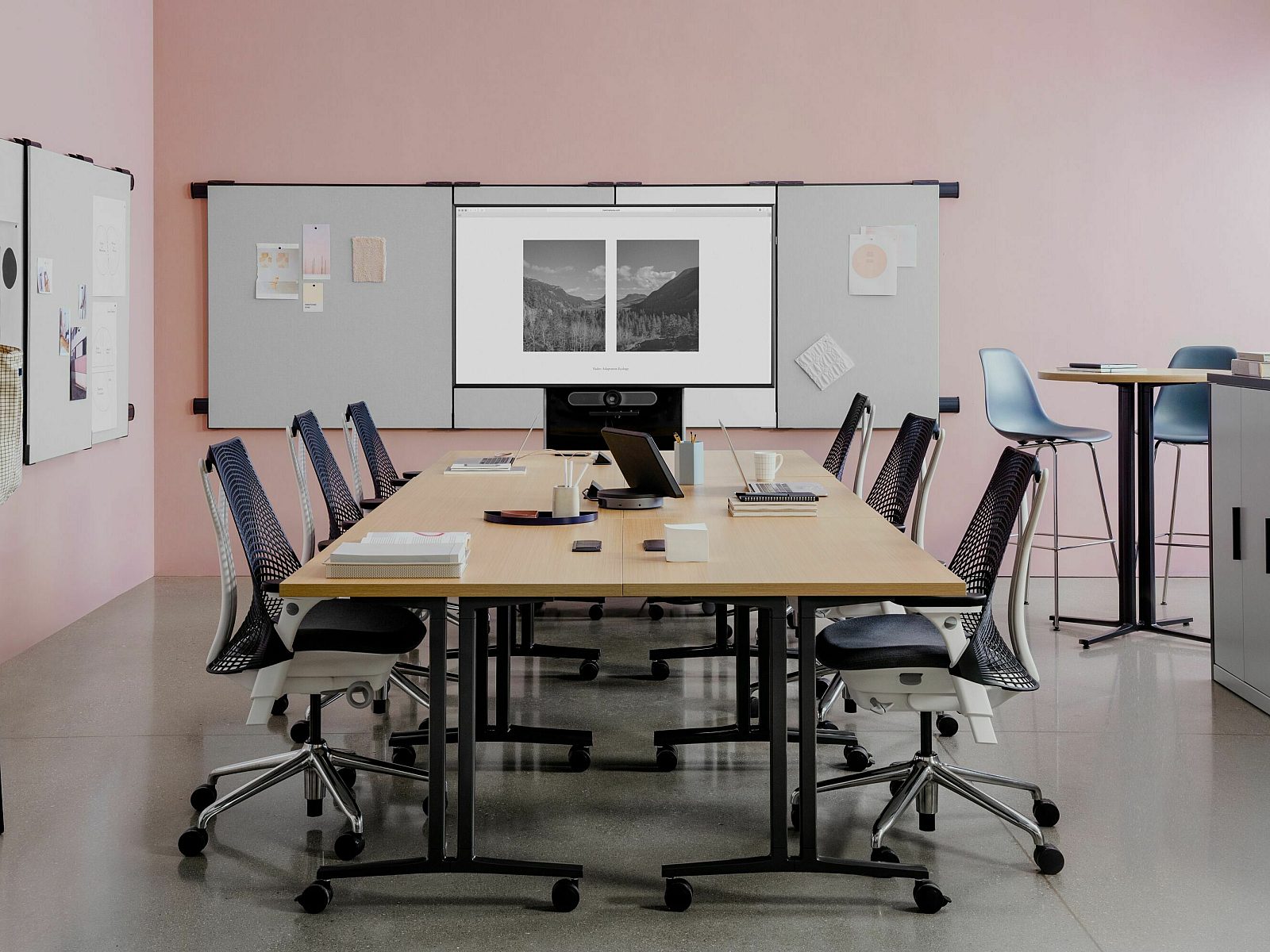 open conference room with tv display