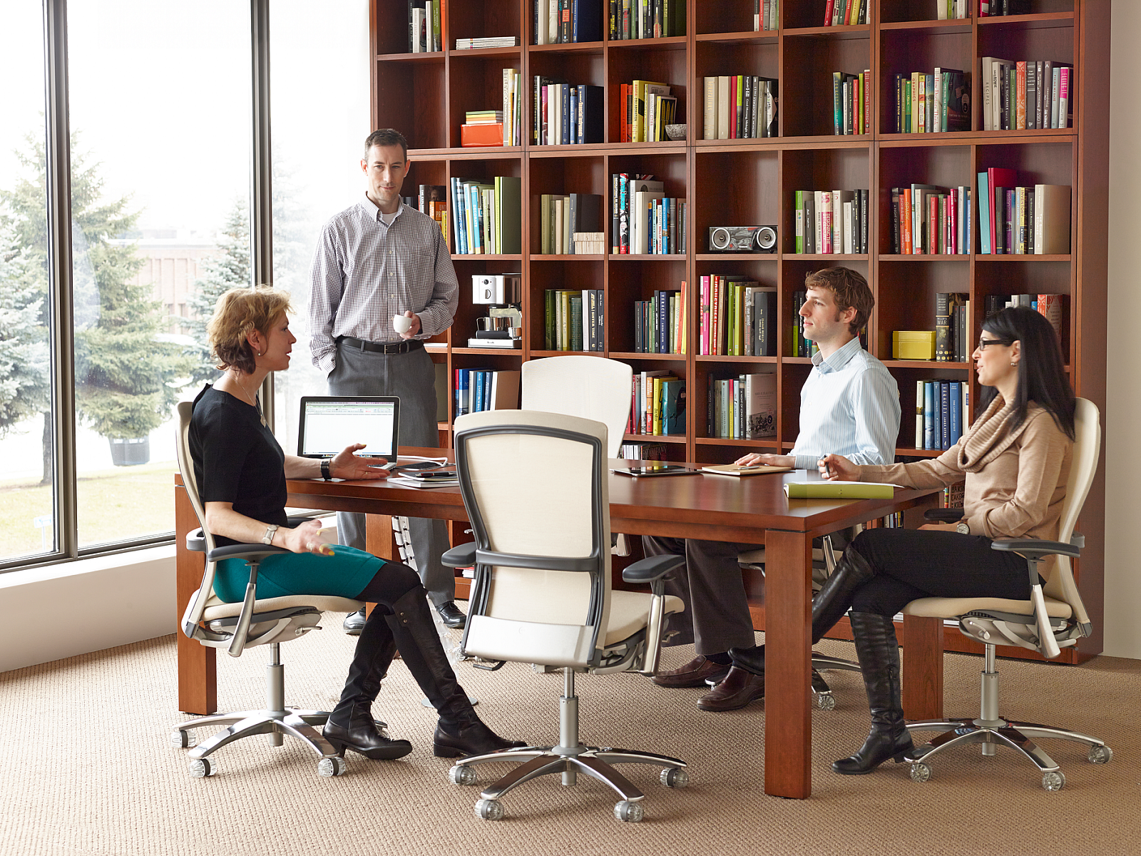 People in a collaborative workspace.