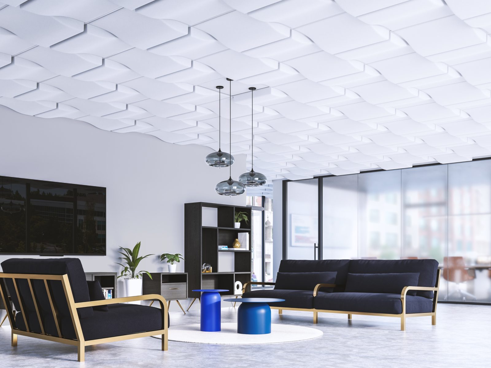 Open office with white Qwel tiles