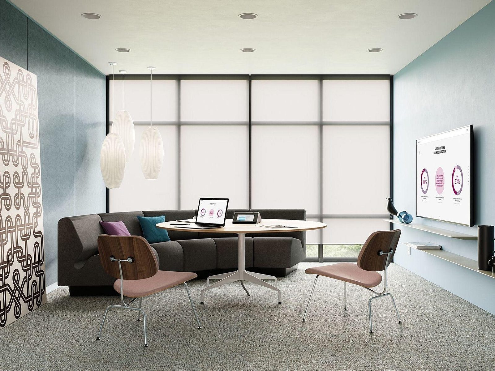 cozy meeting room with couch and chairs