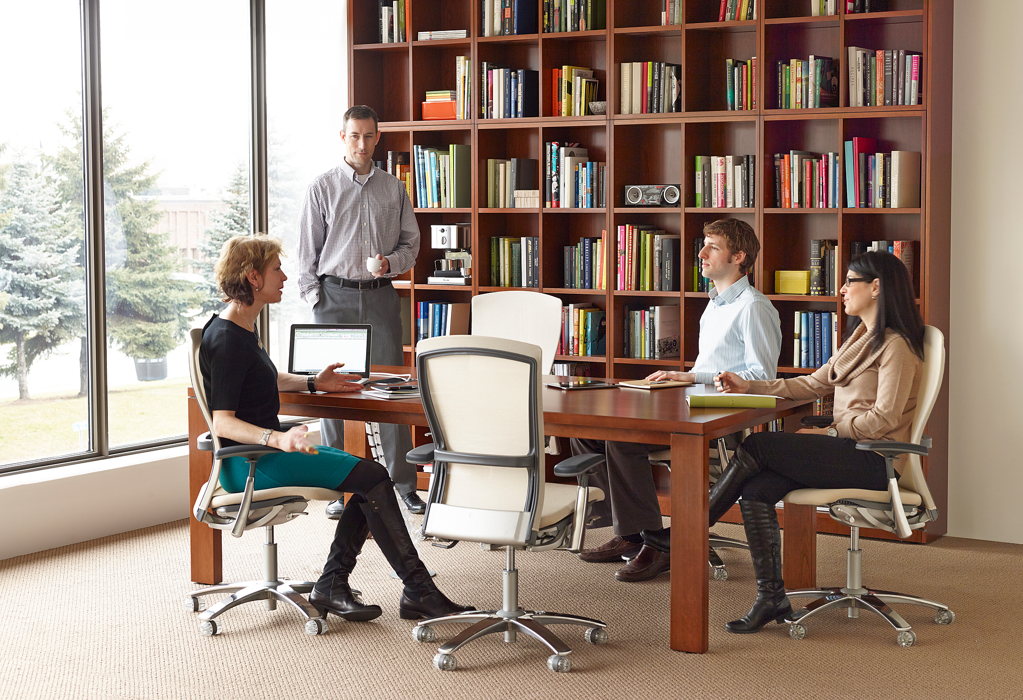 People in a collaborative workspace.