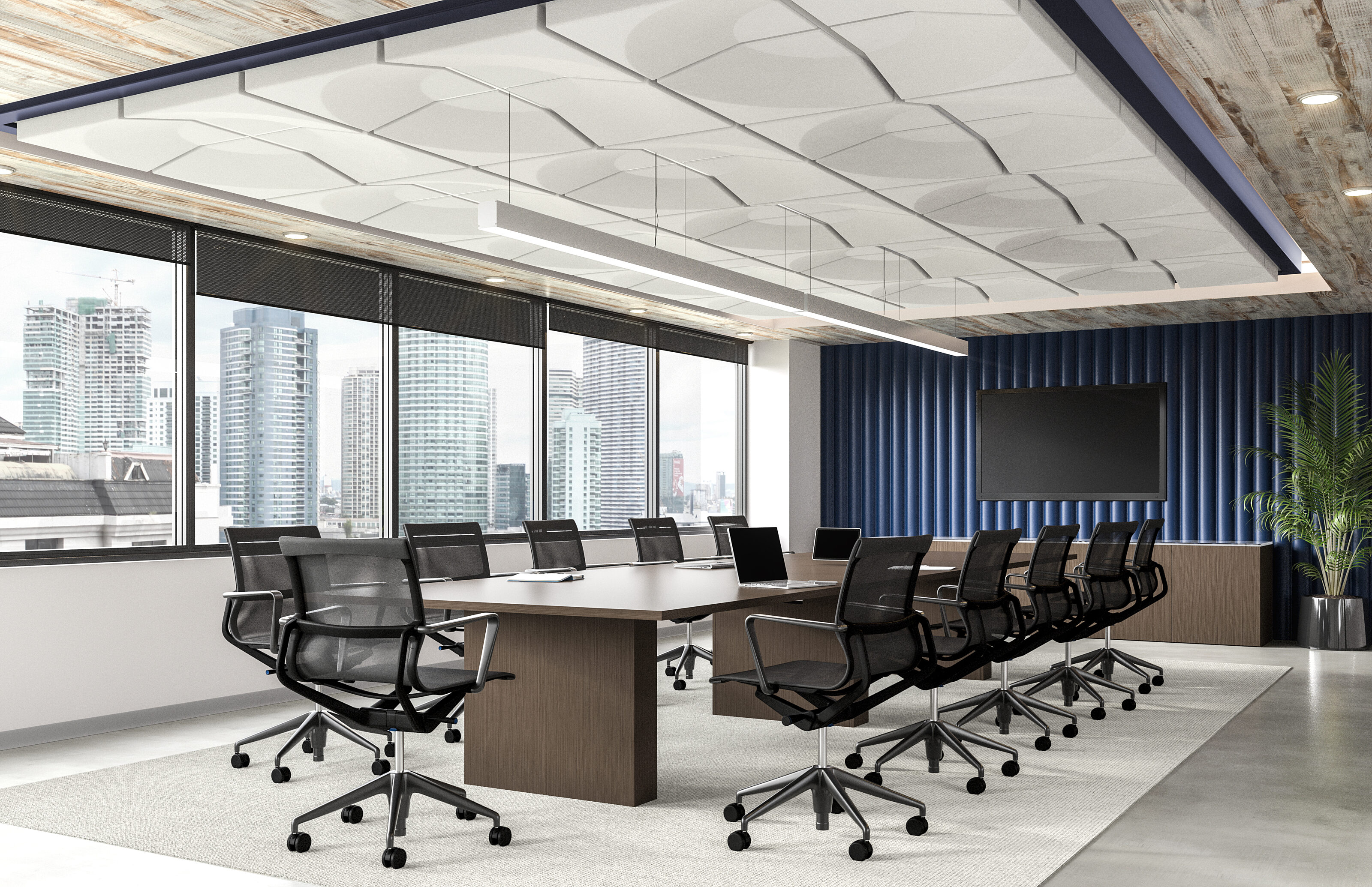 Conference room with white Qwel tiles